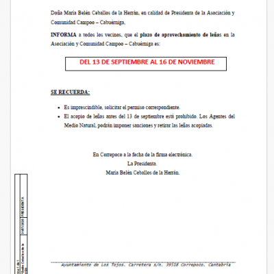 APROVECHAMIENTO DE LEÑAS MANCOMUNIDAD CAMPOO-CABUÉRNIGA
