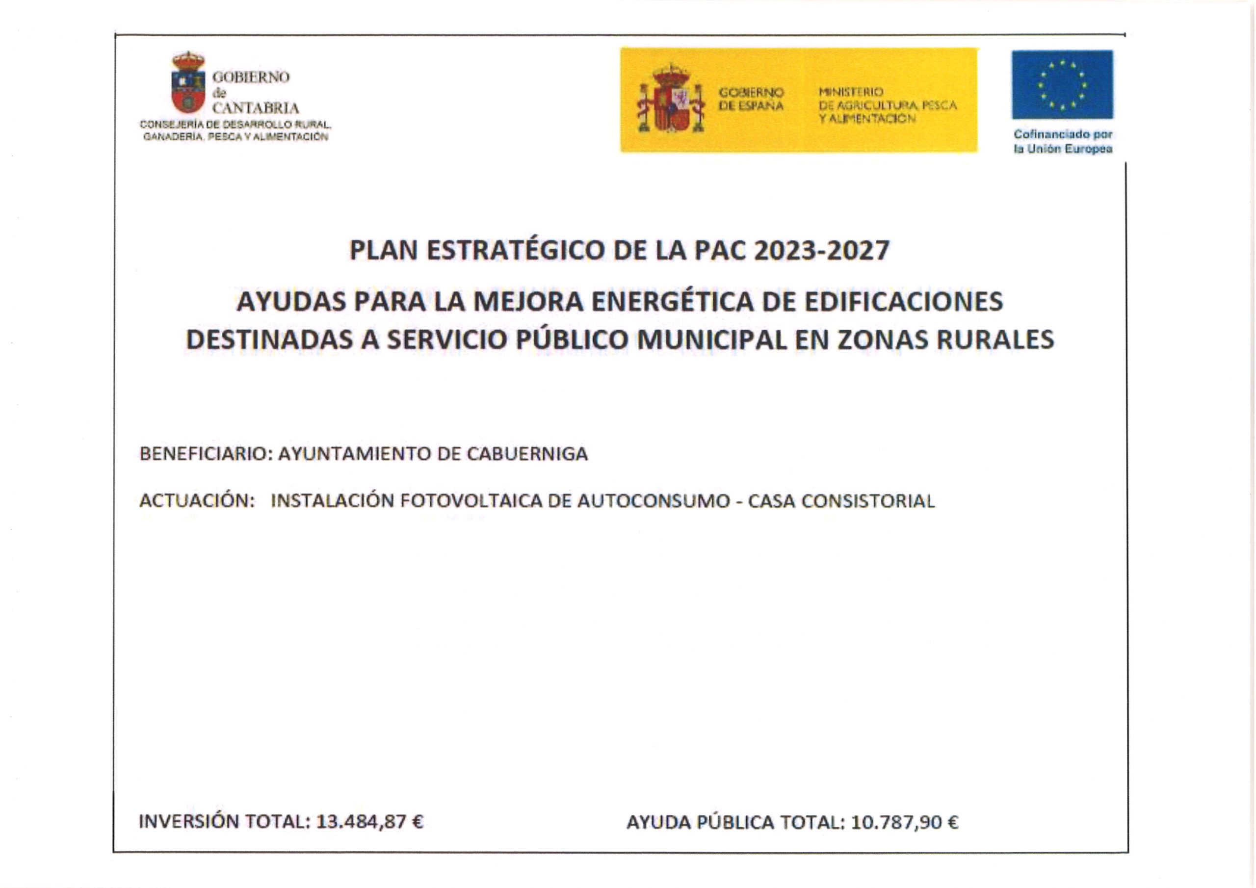 INSTALACIÓN FOTOVOLTAICA DE AUTOCONSUMO EN LA CASA CONSISTORIAL