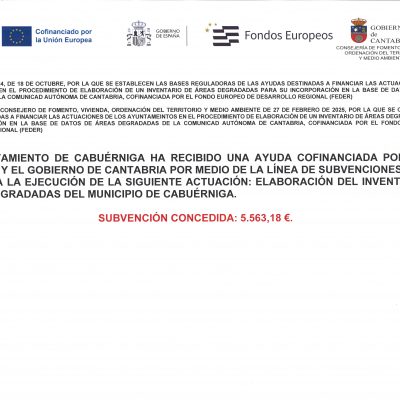 SUBVENCIÓN PARA ELABORACIÓN DEL INVENTARIO DE ÁREAS DEGRADADAS