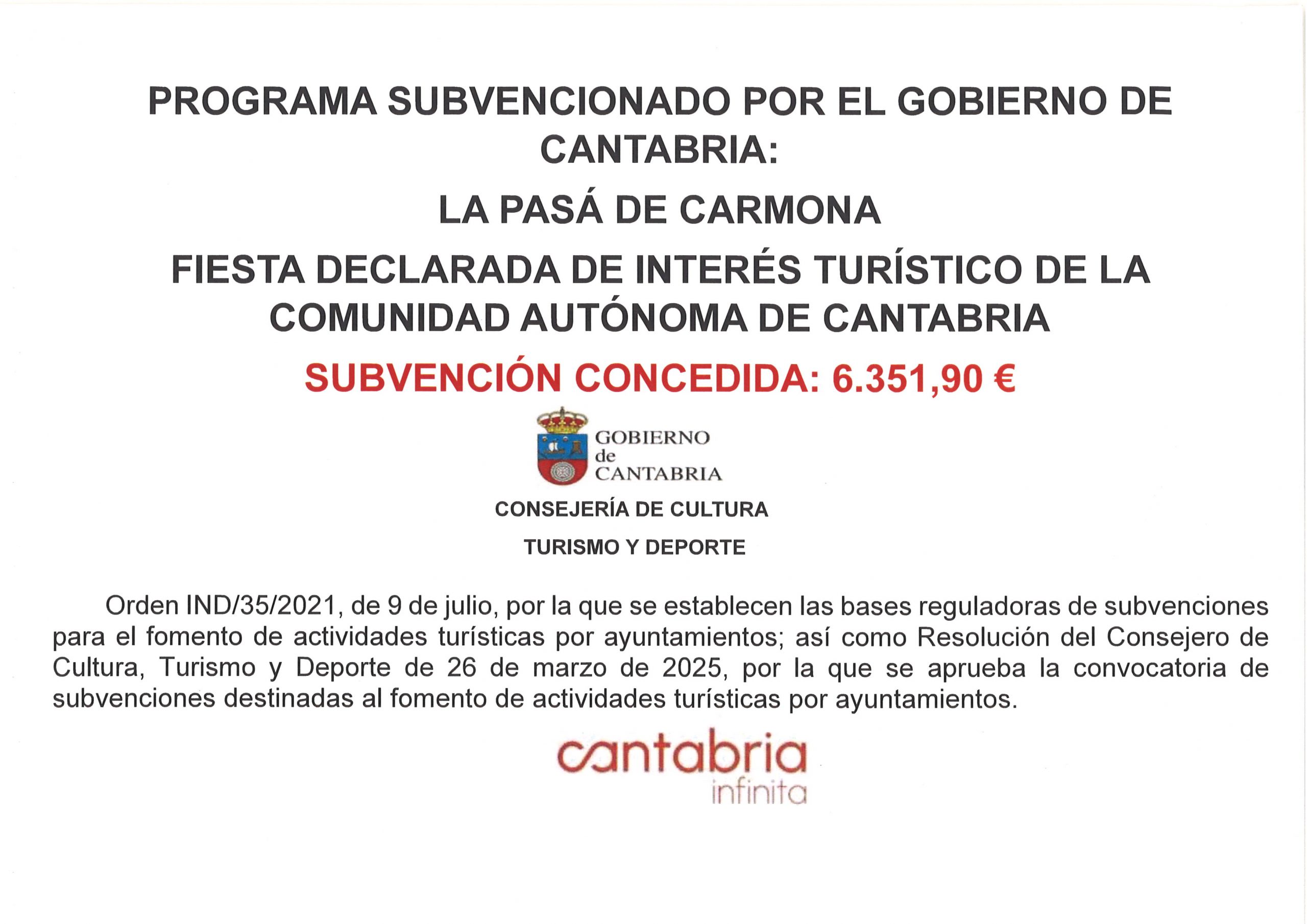 SUBVENCIÓN PASÁ DE CARMONA _ FIESTA DECLARADA DE INTERÉS TURÍSTICO