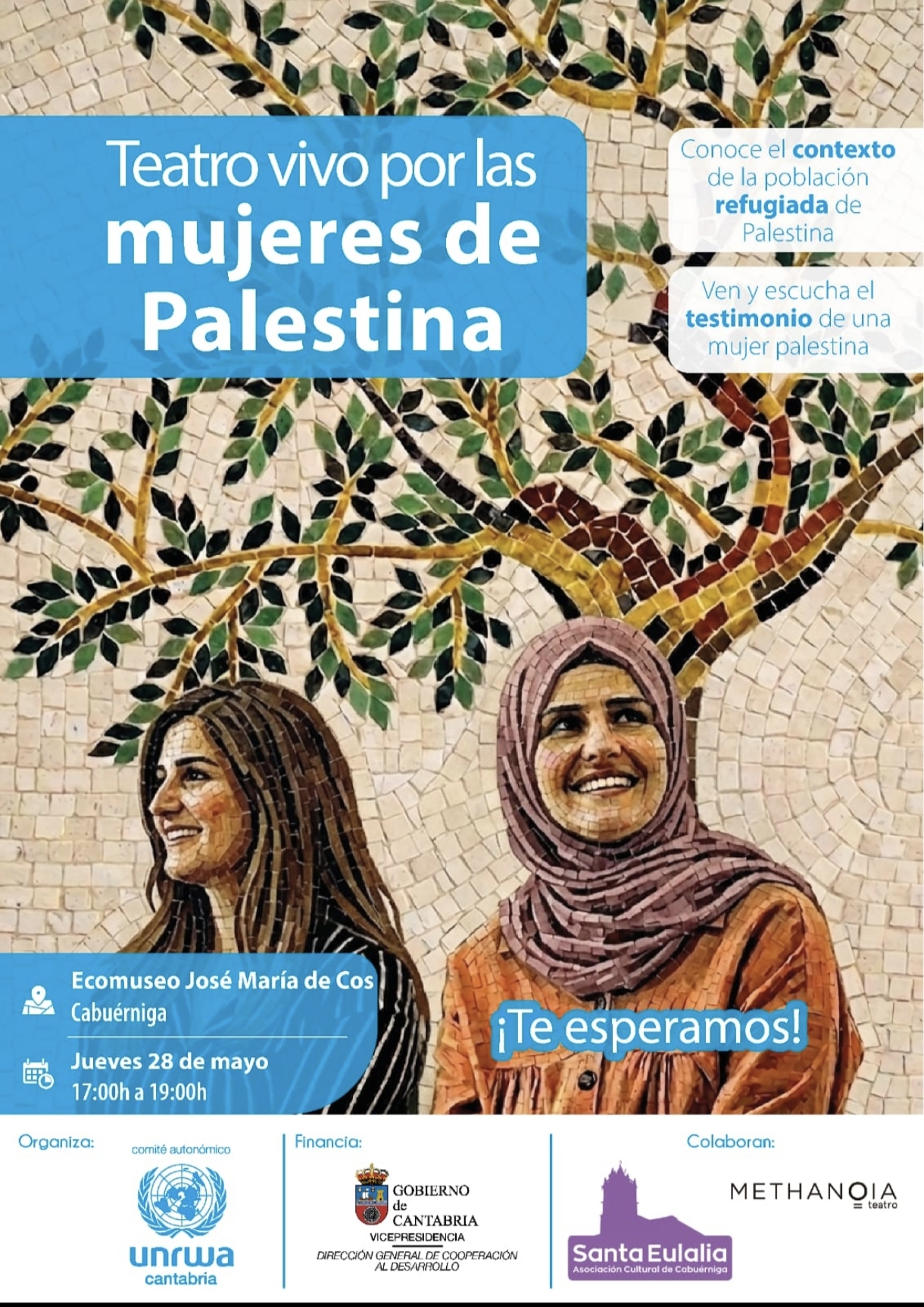 Testimonio de una mujer palestina y una pieza de teatro basada en historias de mujeres y niñas refugiadas.