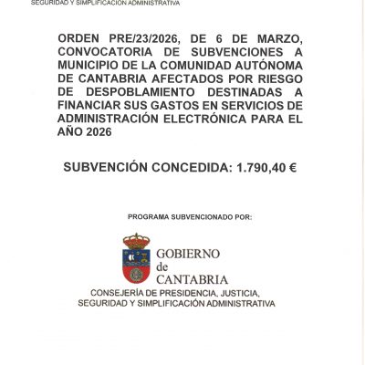 ORDEN PRE/23/2026 _ FINANCIACIÓN DE GASTOS EN SERVICIOS DE ADMINISTRACIÓN ELECTRÓNICA