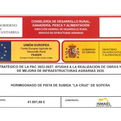 PLAN ESTRATÉGICO DE LA PAC 2023-2027: AYUDAS A LA REALIZACIÓN DE OBRAS NUEVAS Y DE MEJORA DE INFRAESTRUCTURAS AGRARIAS 2026